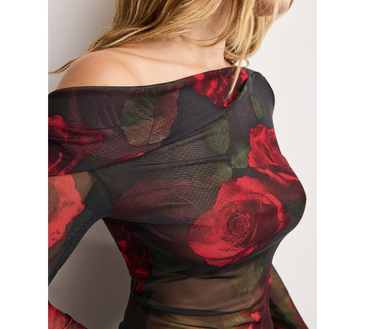 Good American Ruched One-shoulder Mesh Top In Multi