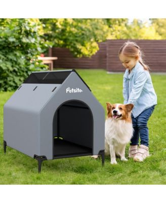 36'' Elevated Dog House for Small Breeds Large Pet House w/ Ventilated Windows