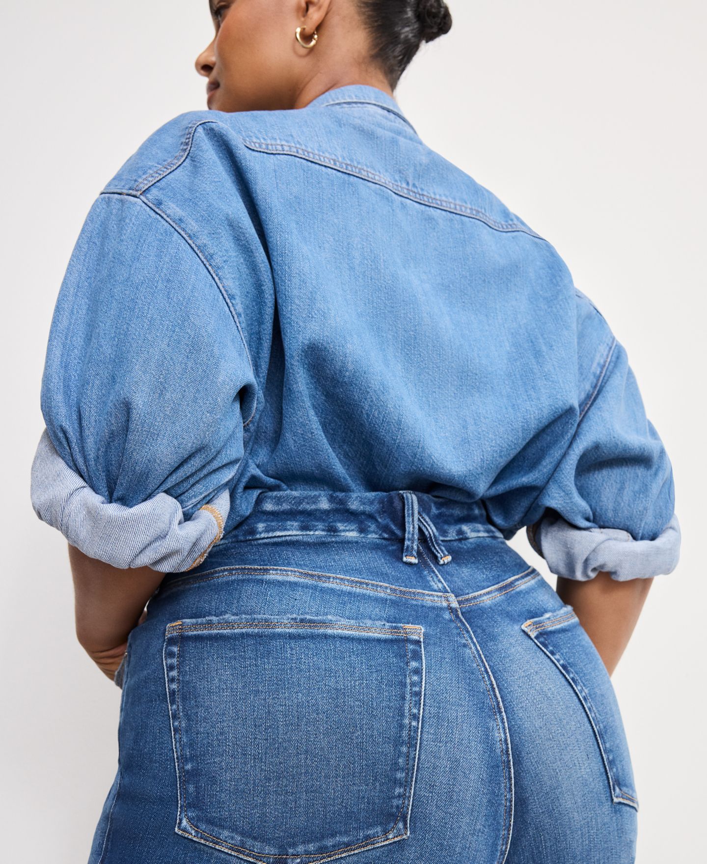 Женские джинсы Good American Soft Tech Good Skate Wide Leg Jeans, Regular & Plus Size, цвет: Индиго — фото 9