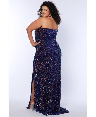 Royal Sequin Fitted Prom Dress
