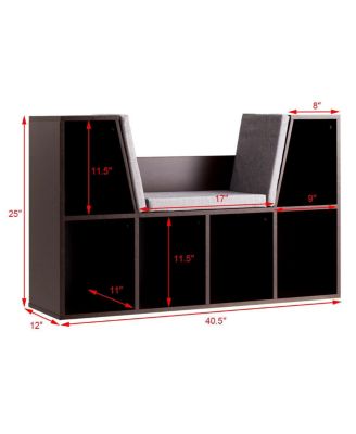 6 Cubby Kid Storage Cabinet Cushioned Bookcase Multi-Purpose Reading Shelf