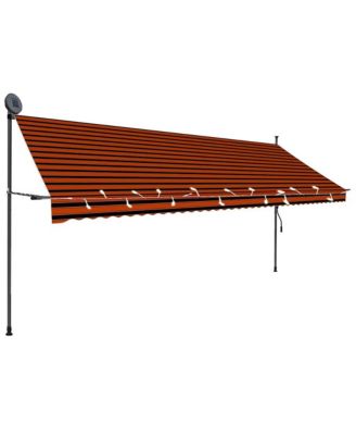 Retractable Awning Orange and Brown Polyester with PU coating, Steel