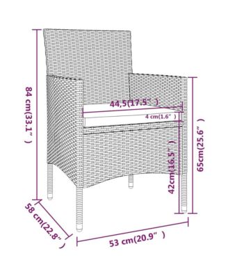 4 Piece Patio Chair and Stool Set Poly Rattan Black