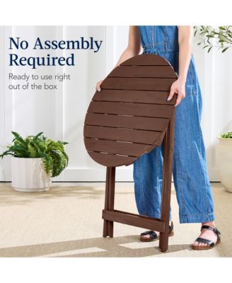 3-Piece Acacia Wood Bistro Set, Folding Patio Furniture w/ 2 Chairs, Table