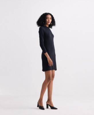 Women's Long Sleeves Fitted Short Dress in Black