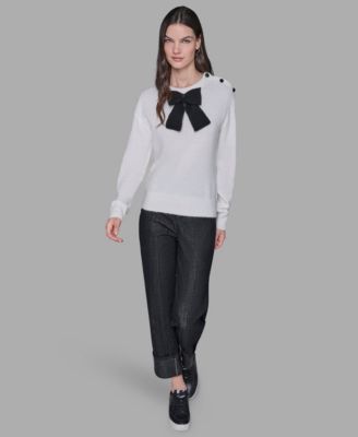 Women's Big Bow Applique Long Sleeve Sweater