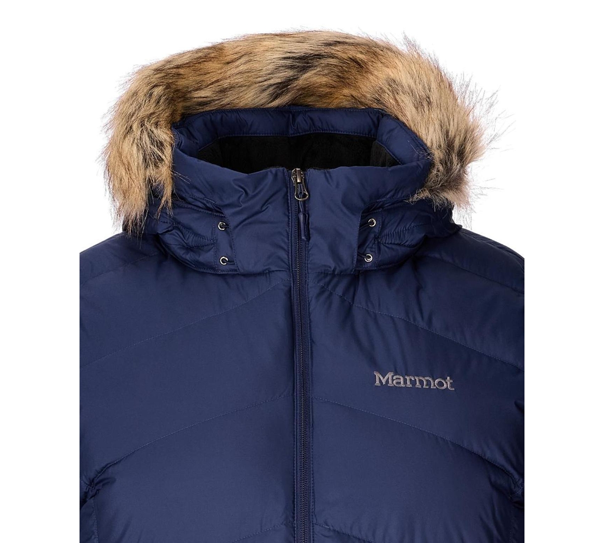 Marmot Women's Montreaux Long Winter Down Hooded Coat In Blue