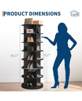 7 Tier Rotating Shoe Rack Tower,360°Revolving Free Standing Spinning Organizer,Vertical Spinning Shoes Display,Rotate Shoes Closet Organization