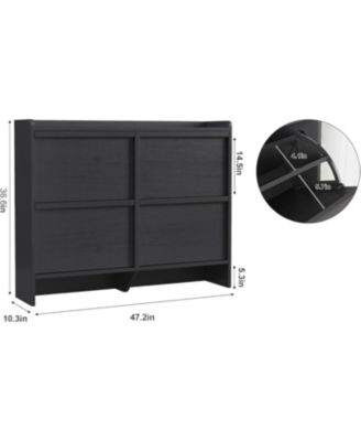 Shoe Cabinet with 4 Flip Drawers, Wooden Shoe Organizer with Adjustable Shelf, Shoe Storage for Entryway, Hidden Cabinet for Hallway