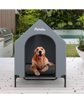 52'' Elevated Dog House for Small Breeds Large Pet House w/ Ventilated Windows