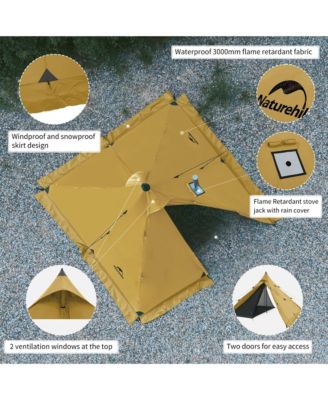 Ranch Fire Teepee Tent, 4 Season Hot Tent with Stove Jack, Windproof Waterproof Cold Weather Winter Tents for Camping