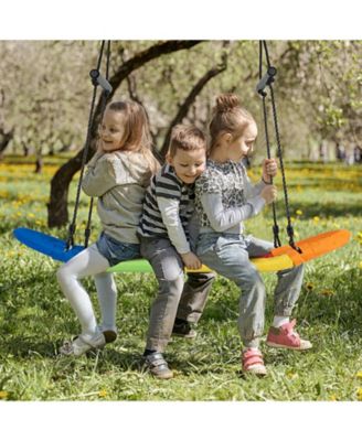 Saucer Tree Swing Surf Kids Outdoor Adjustable Oval Platform Set with Handle-Color