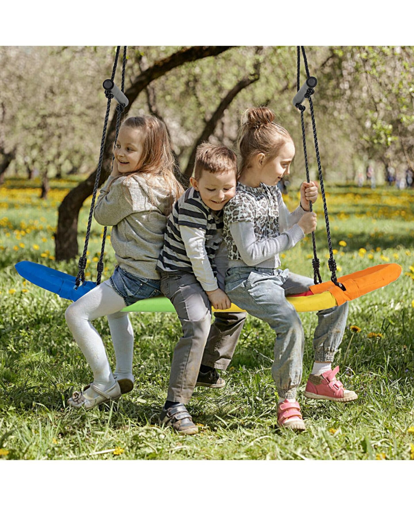 Детская игрушка HONGGE Saucer Tree Swing Surf Kids Adjustable Oval Platform with Handle, цвет: Чёрный — фото 2