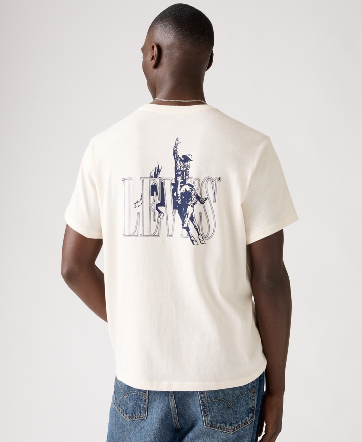 Levi's Cowboy Logo Back Print Relaxed Fit T-shirt In White