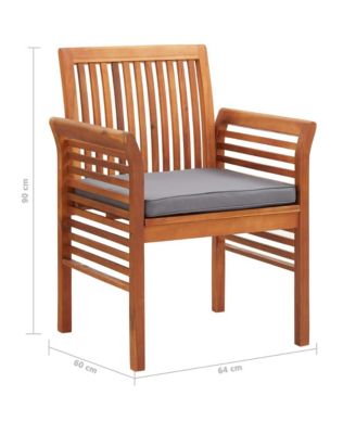 Patio Dining Chairs with Cushions 3 pcs Solid Acacia Wood