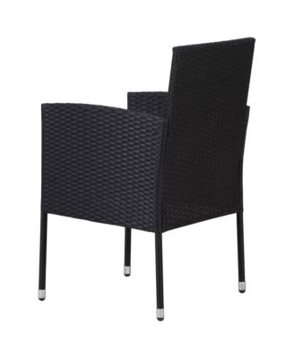 Patio Chairs with Cream White Cushions 2 pcs Black Poly Rattan