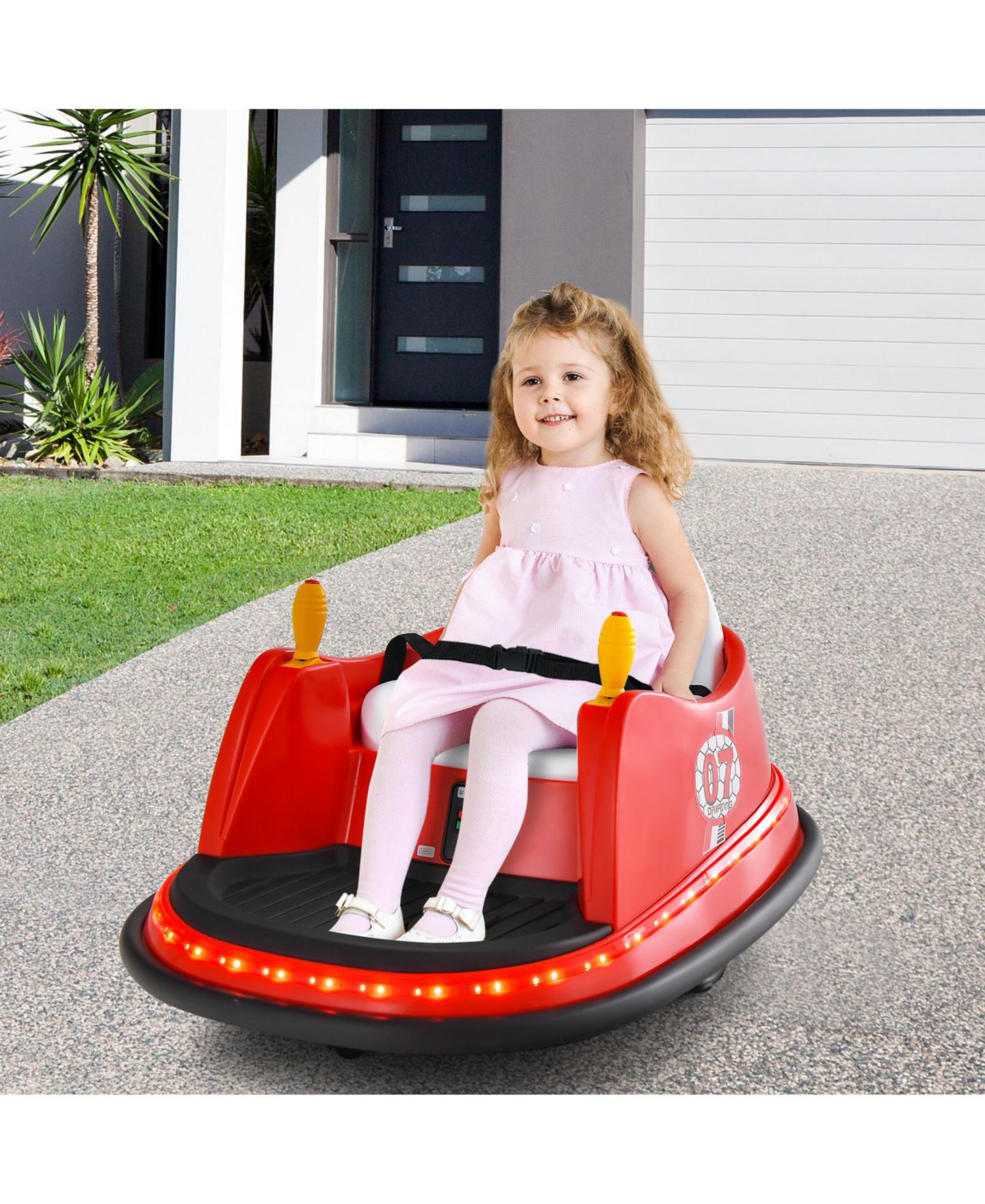 Детская игрушка HONGGE 12V Electric Flashing Lights 360-Degree Spin Ride-On Bumper Car, 1 Seat, Ages 2+, цвет: Красный — фото 3