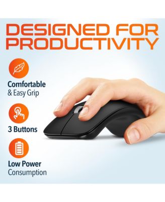 S10 Curved Ergonomic Wireless Mouse, 2.4GHz USB Mouse (DMERGS10-WB)