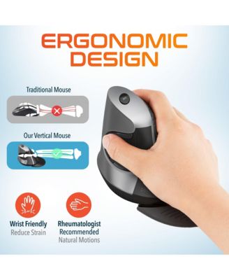 S22 Ergonomic Vertical Wireless Mouse with USB Dongle, 6 Buttons (DMERGS22-WB)