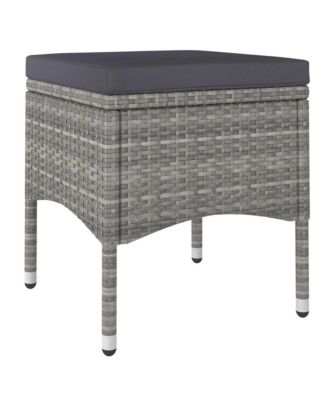 4 Piece Patio Chair and Stool Set Poly Rattan Gray