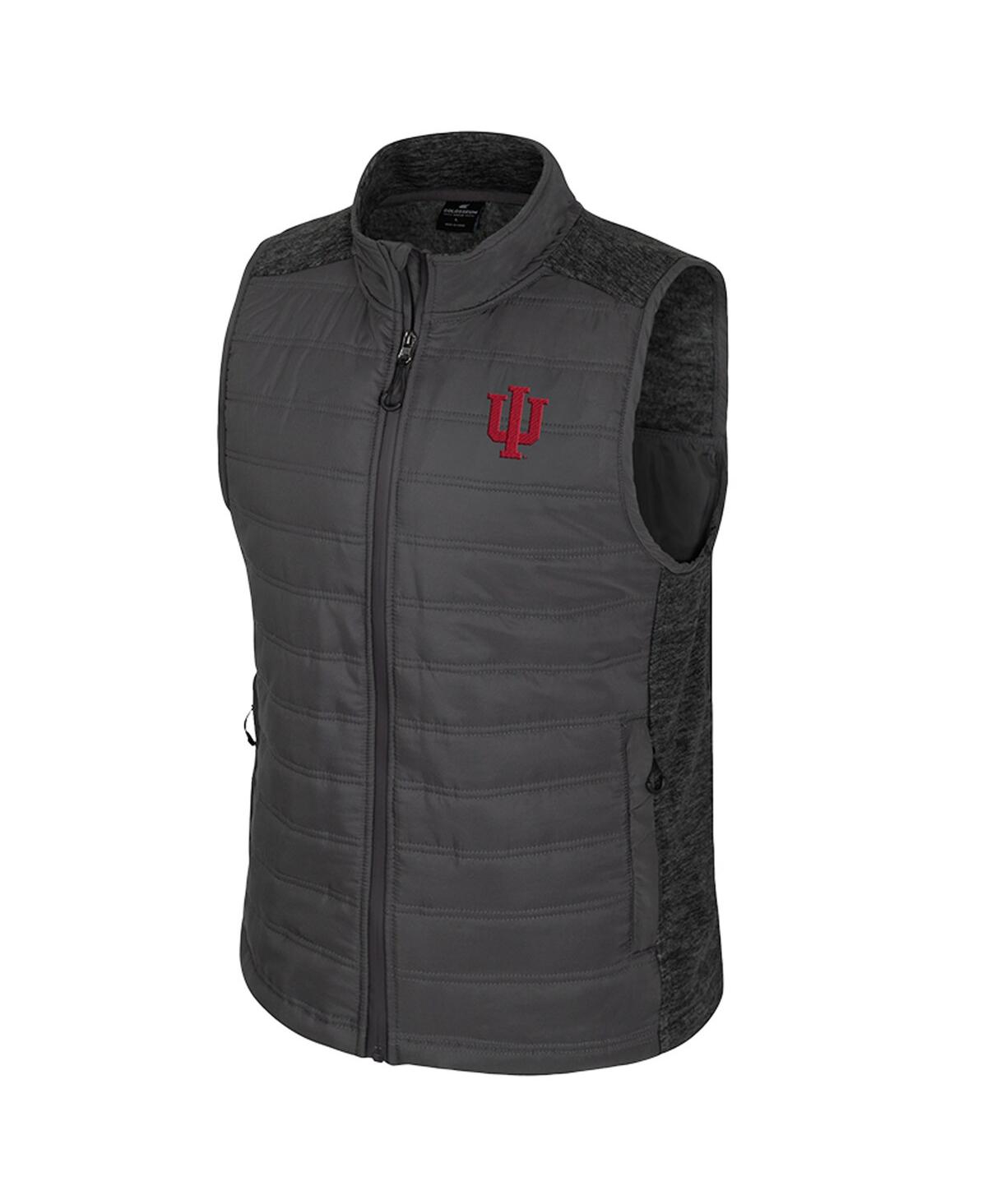 Colosseum Men's Charcoal Indiana Hoosiers Nightman Full-Zip Puffer Vest