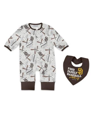 WEAR by Erin Andrews - Baby Boys and Girls Heather Gray San Diego Padres Sleep and Play Full-Zip Sleeper Bib Set