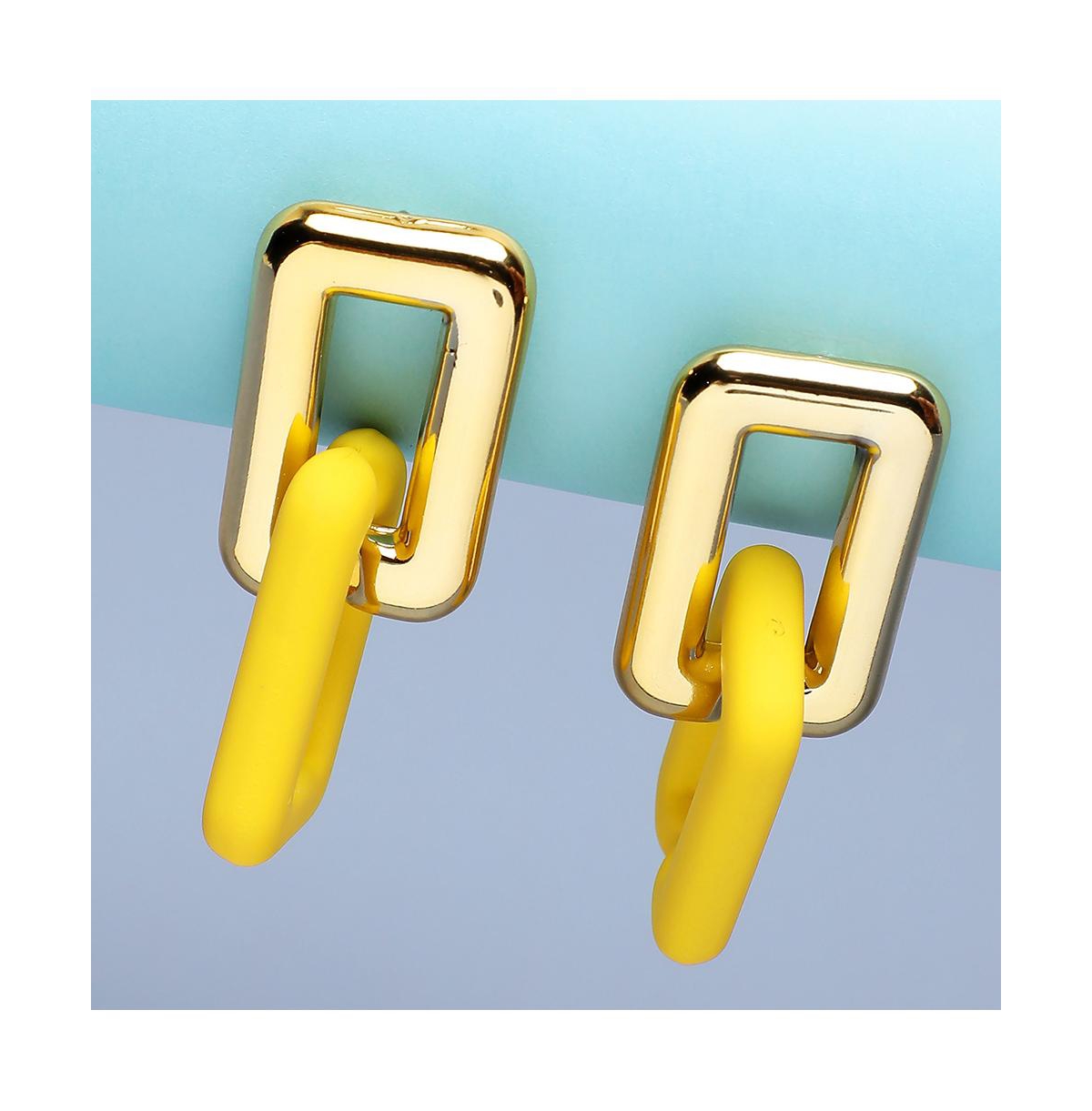 Sohi Women's Yellow Colourblock Chainlink Drop Earrings