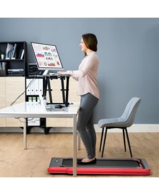 2-in-1 Electric Motorized Health and Fitness Folding Treadmill with Dual Display and Speaker-Red