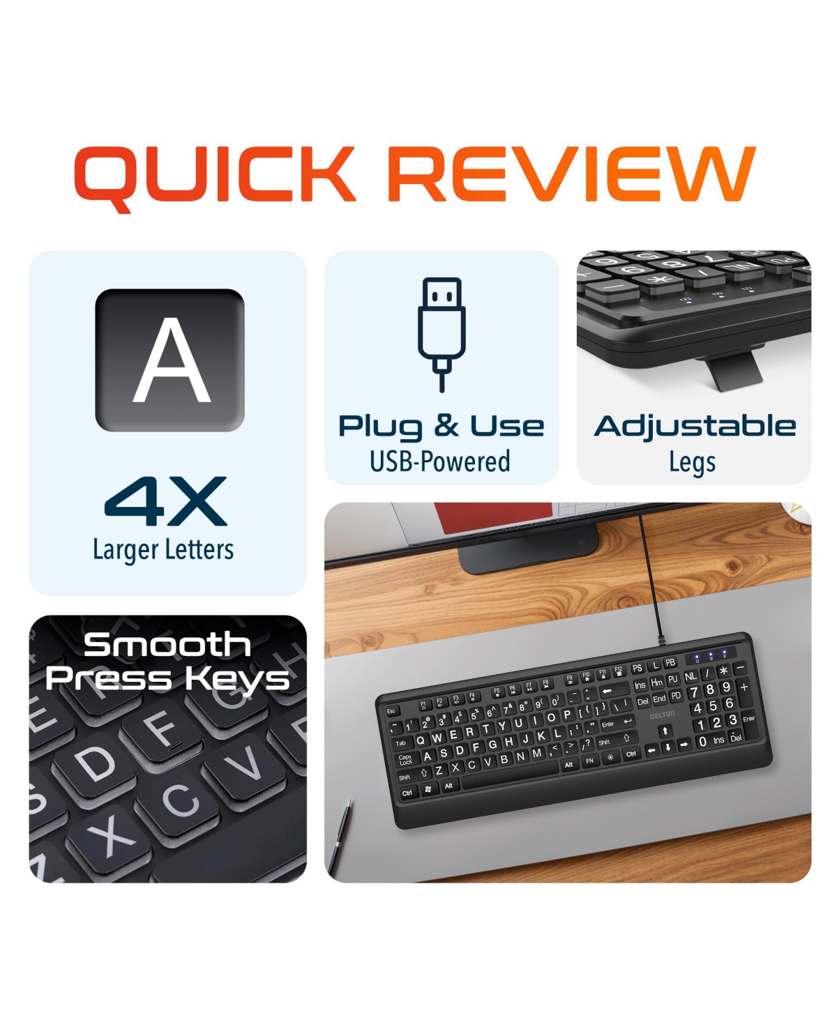 Delton KB20 Backlit Large Key Keyboard (DBKBG20)