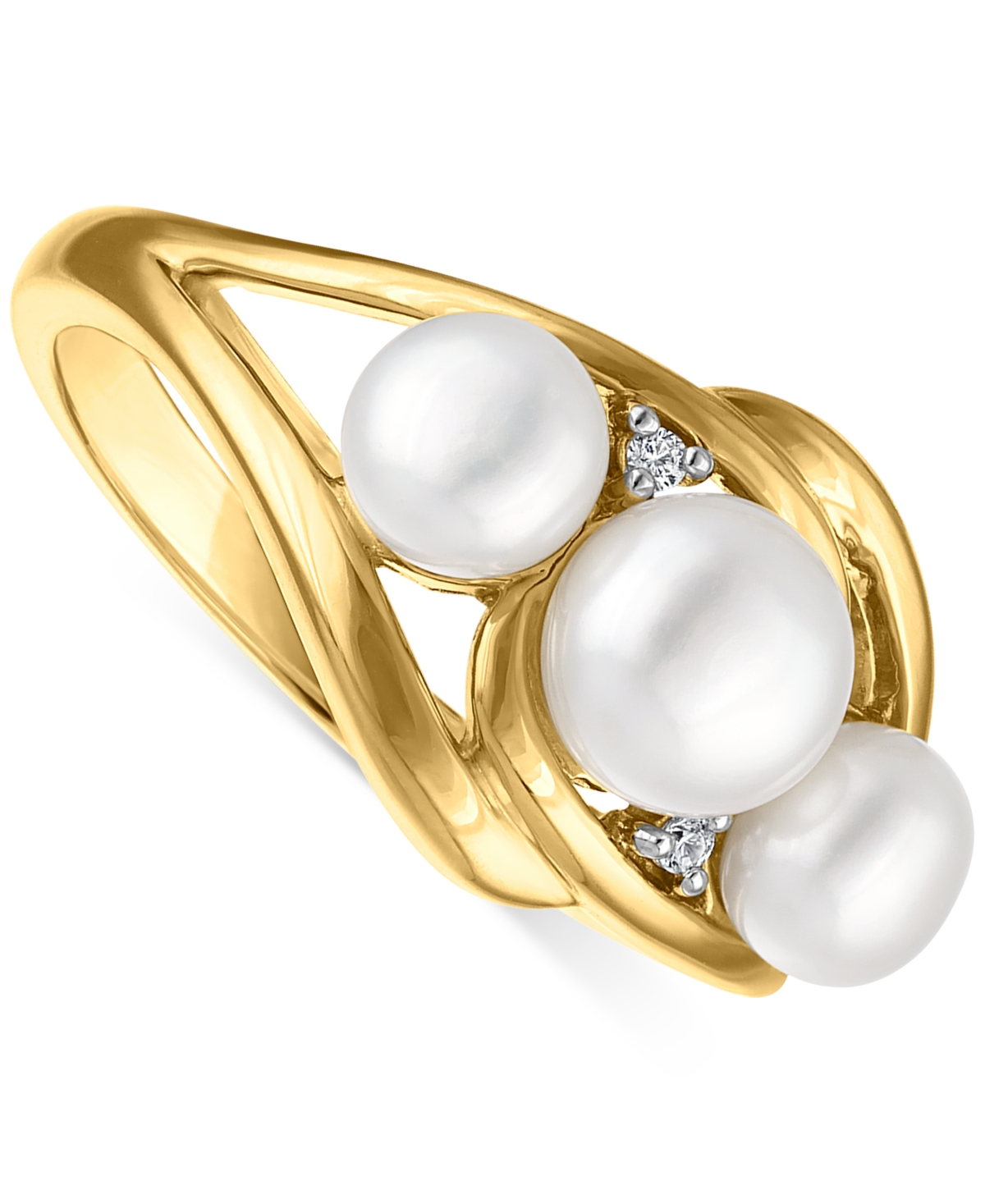 Macy's Cultured Freshwater Pearl and Cubic Zirconia Ring (2.77 ct. t.w.) in 14K Gold over Sterling Silver