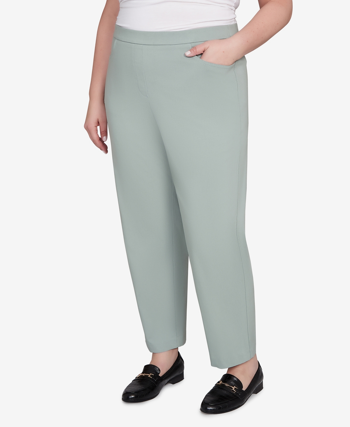 Alfred Dunner Plus Size Stockbridge Modern Millennium Average Length Pant In Green