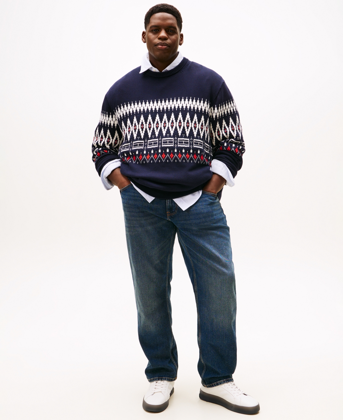 Tommy Hilfiger Fairisle Wool Sweater In Blue