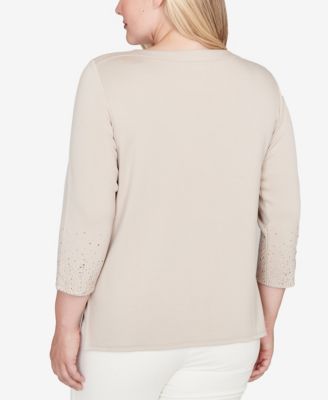 Plus Size Vienna Heat Set Sparkle Ombre Border Knit Top