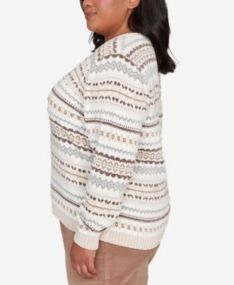 Plus Size Vienna Geometric Biadere Striped Chenille Sweater