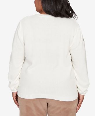 Plus Size Vienna Floral Embroidered Chenille Sweater