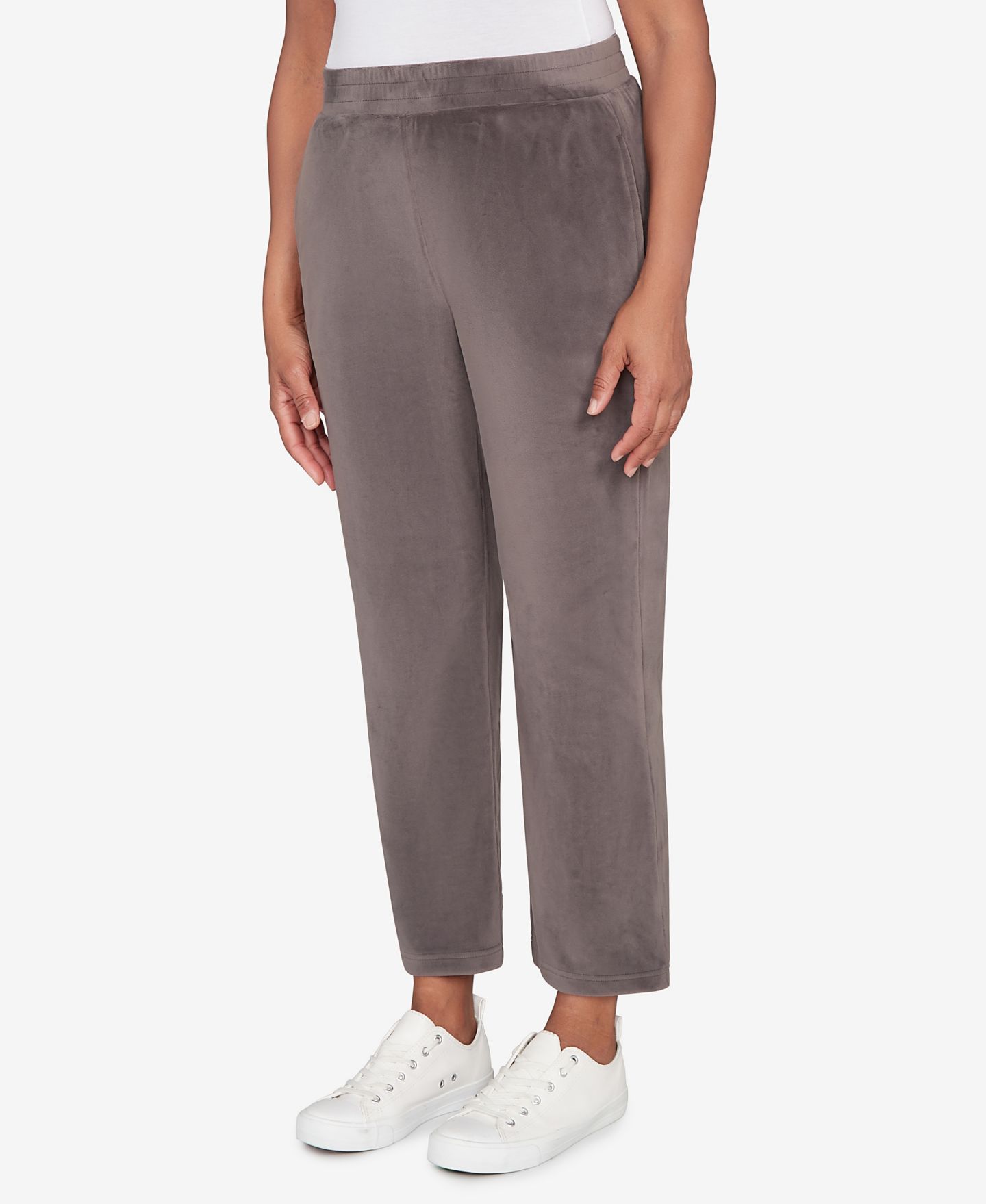 Женские брюки Alfred Dunner Plus Size Calm Luxe Double Knit Average Length, цвет: Галечный — фото 3