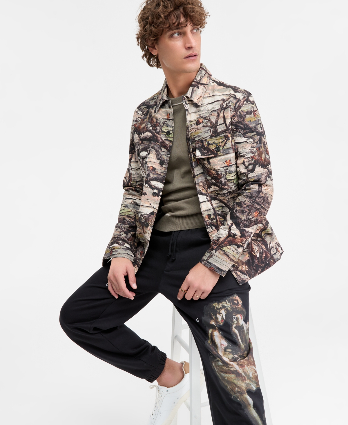 Hugo Boss Epoldo Long Sleeve Owl Print Button-Front Shirt-Jacket