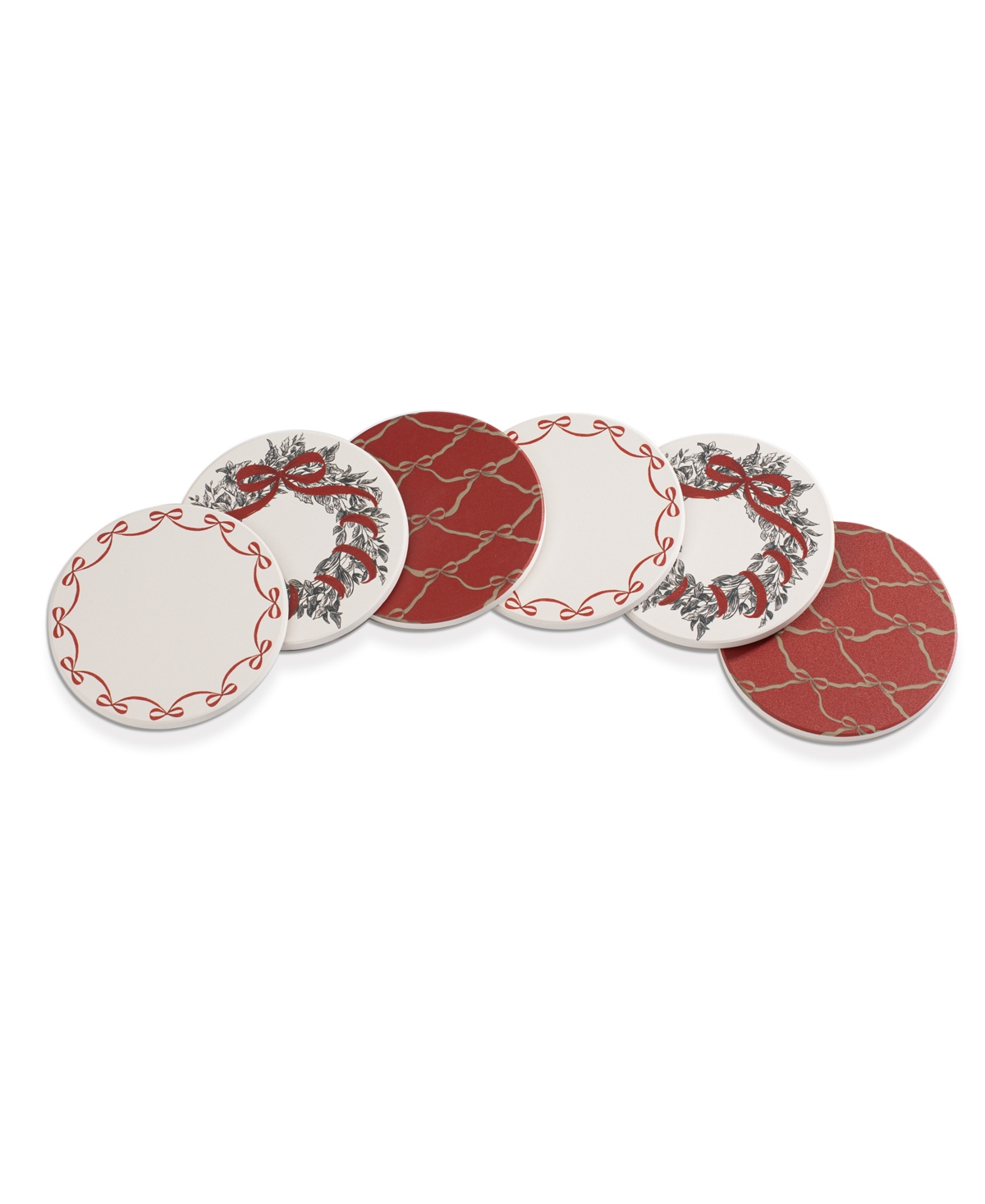 Thirstystone Christmas Stone Coasters, Set Of 6 In Red