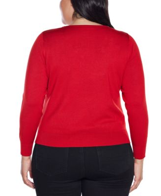 Plus Size Women’s Embellished Keyhole Crew Neck Sweater