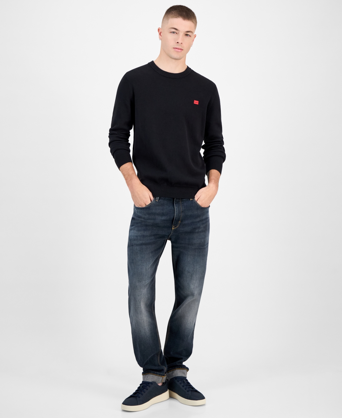 Hugo Boss Men's Cotton San Cassius Long-Sleeve Crewneck Sweater