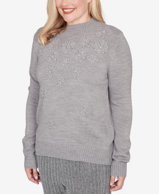 Petite Jet Setter Floral Soutache Embroidered Sweater