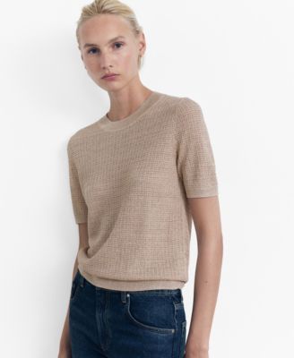 MANGO - Women's Short-Sleeved Lurex Sweater