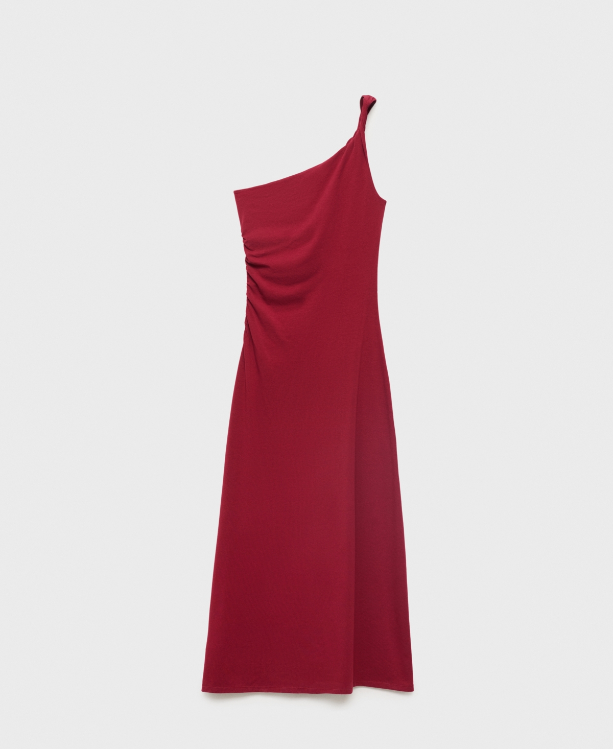 Mango Women's Gathered Strap Asymmetrical Dress In Burgundy
