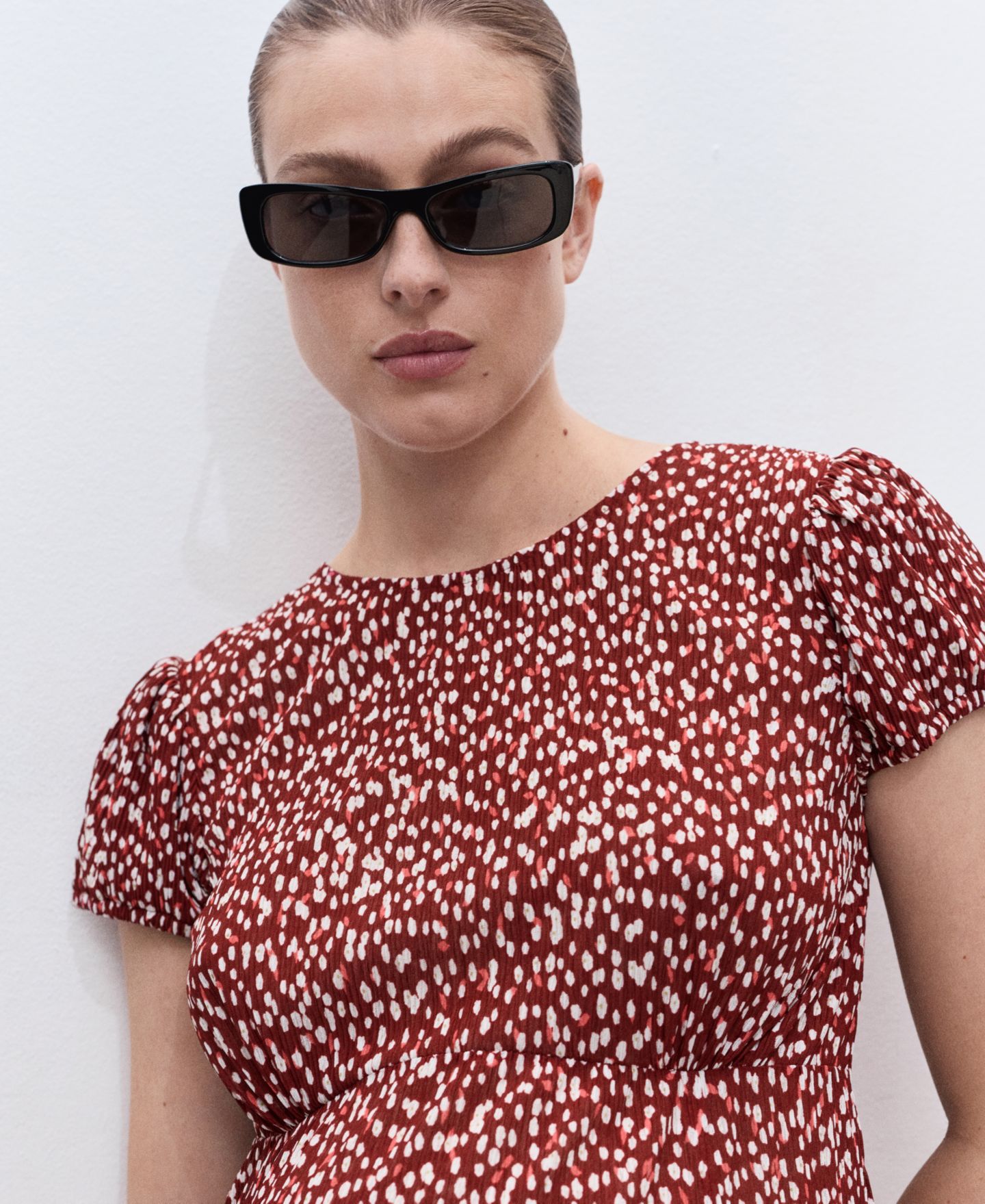 Женское платье Mango Floral-Print Maternity, цвет: Бордовый — фото 4