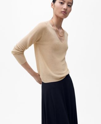 Women's V-Neck Lurex Sweater