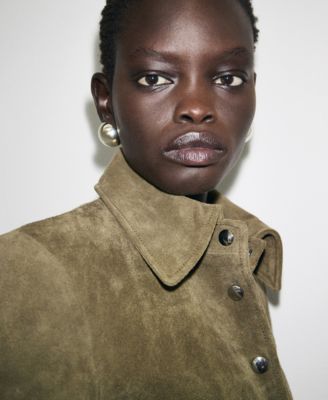 Women's Buttons Suede Leather Jacket