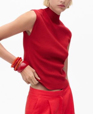 MANGO - Women's Perkins-Neck Knitted Top