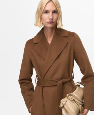 MANGO - Women's Handmade Belt Wool Coat