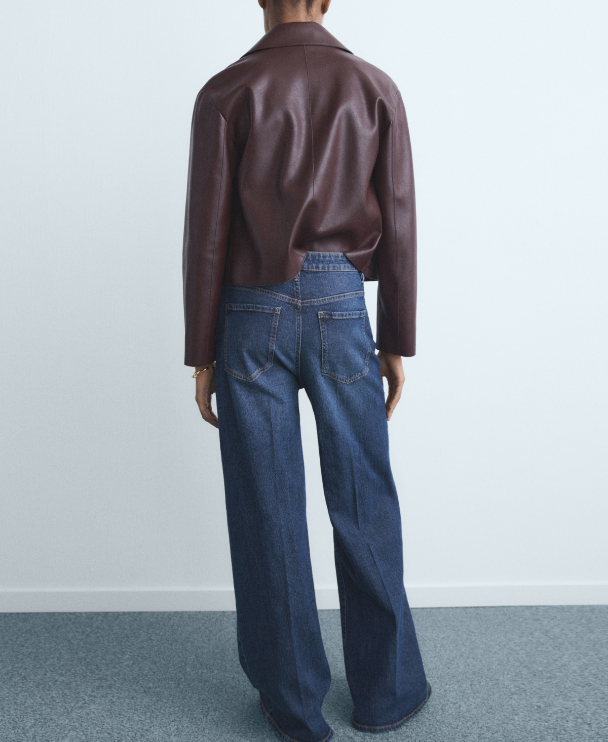 Mango Elise High Waist Wide Leg Jeans In Blue