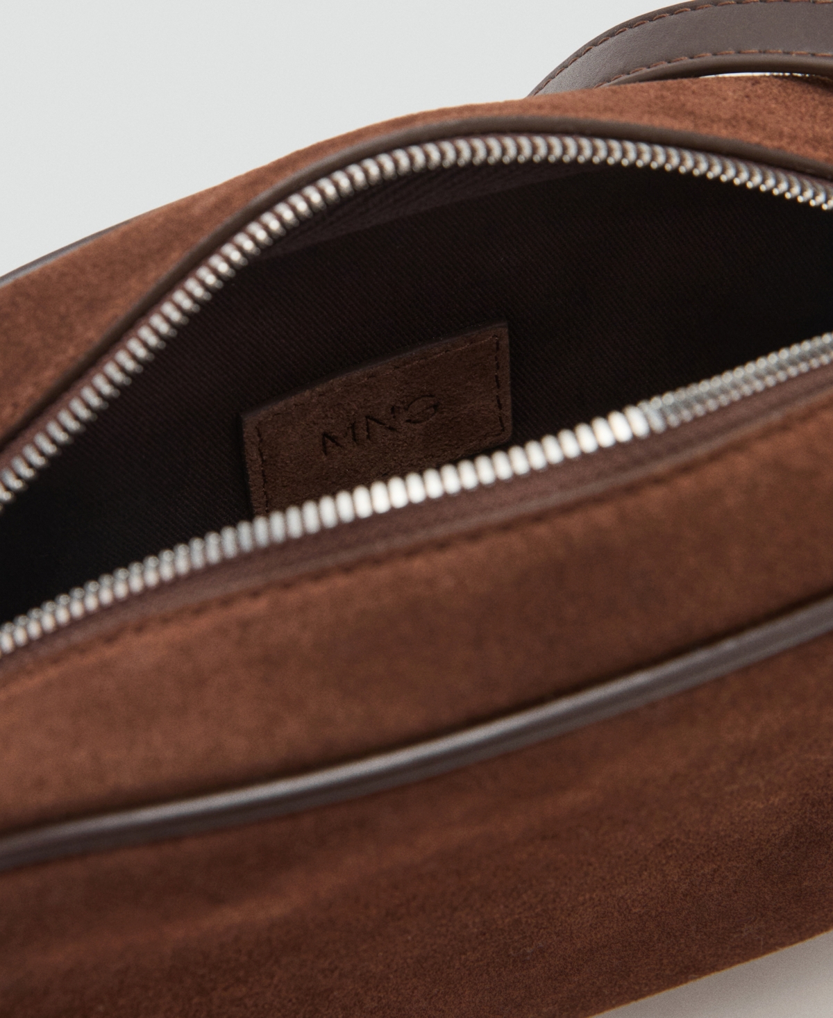 Mango Women's Suede Leather Shoulder Bag In Brown